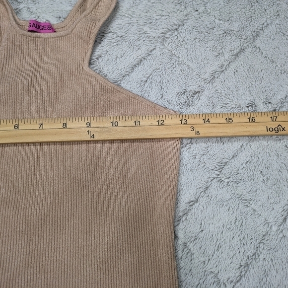 Gauge 81 Dress Women's S Beige Tan Avila Ribbed Knit Mini Halter Body-Con - Picture 5 of 6